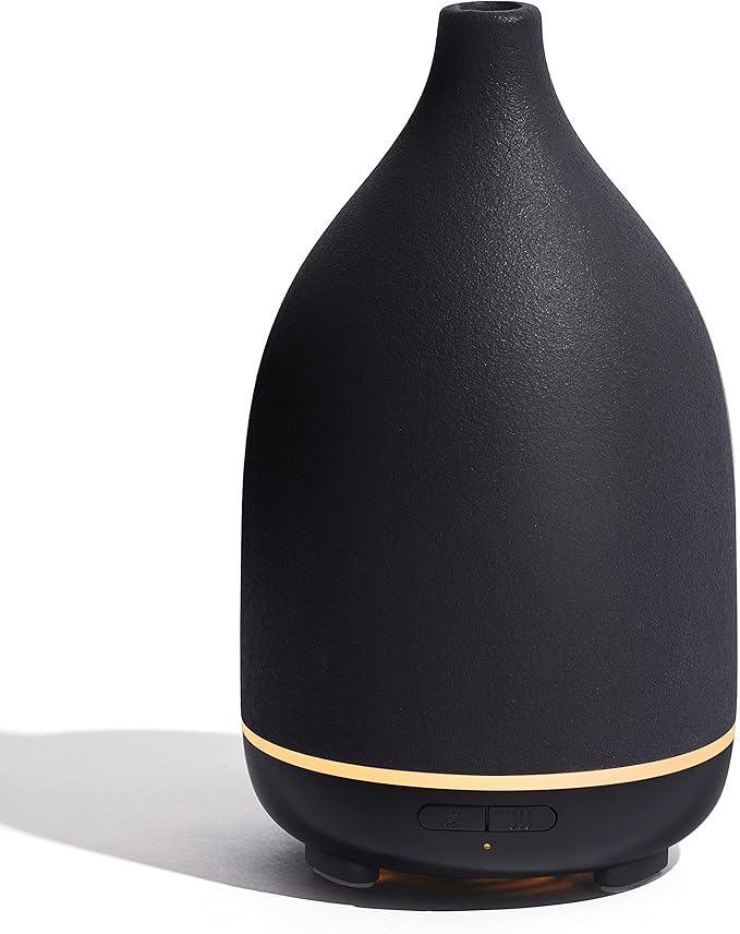 InnoGear Oil Diffuser, 150ML Ceramic Diffuser for Essential Oils Handcrafted Aromatherapy Diffuser Ultrasonic Cool Mist Humidifier with 2 Mist Modes Waterless Auto Off for Room Office, Black-CubbioJoy