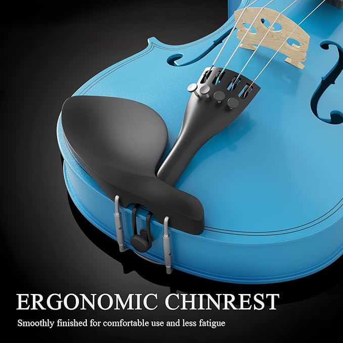 4/4 Beginner Violin Kit for Adults, Complete Full Size Violin Set with Portable Case, Bow, Rosin, Sky Blue-CubbioJoy