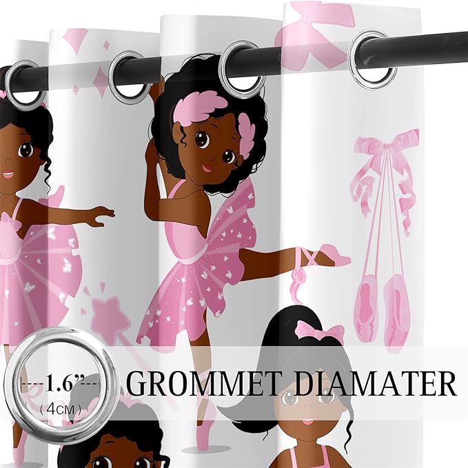 Cute Black Girl Curtain Panels for Girl Room Black Girl Curtains Grommets Top Drapes for Kids Nursery Bedroom Lovely Girls Themed Thermal Insulated Curtains, Black Girl Curtains, 82" x 84"-CubbioJoy