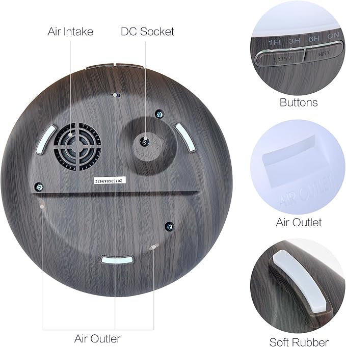 Aroma Essential Oil Diffuser, 400ml Ultrasonic Cool Mist Humidifier with Waterless Auto Shut-Off and Cleaning Kit for Home, Yoga, Office, Spa, Bedroom, Baby Room - Wood Grain-CubbioJoy