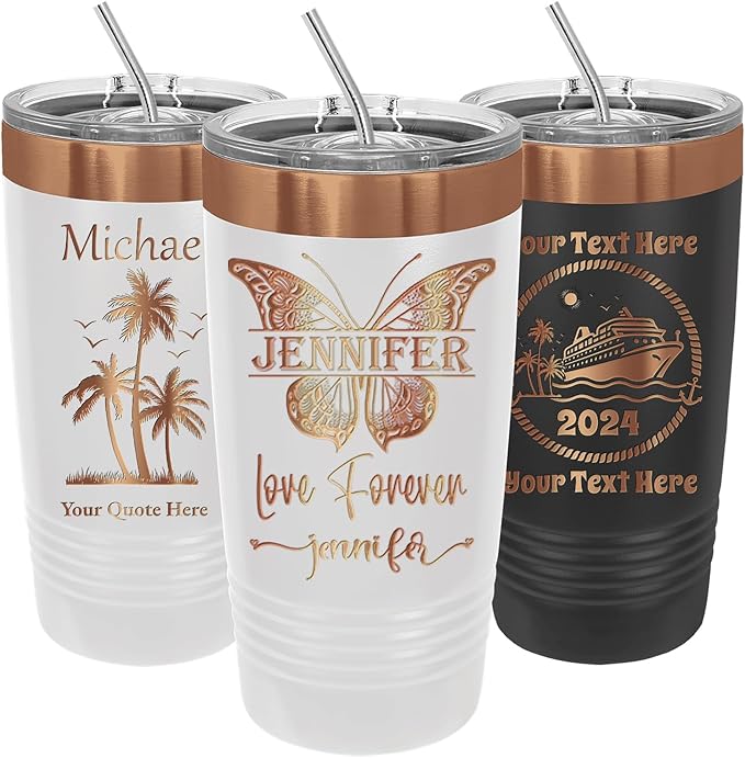 iProductsUS Personalized Gift For Women Mother's Day & Cruises - 20oz, Custom Tumbler w/Spill Proof Lid - Insulated Travel Coffee Mug - Stainless Steel Double Wall Coffee Tumbler, Cup (Rose Gold)-CubbioJoy