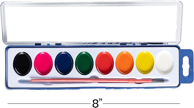 Bedwina Watercolor Paint Set- Bulk of 60 Sets - 8 Water Color Washable Paints, Palette Tray and Painting Brush, for Art Schools and Paint Party Supplies-CubbioJoy