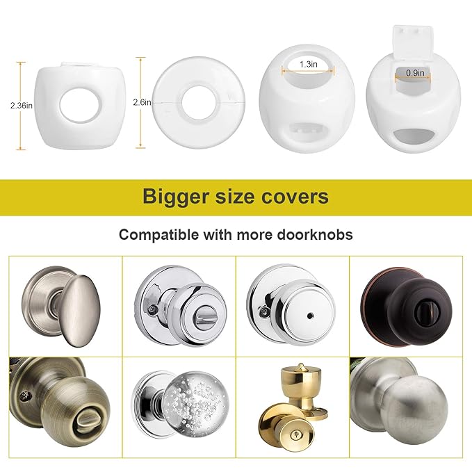 Door Knob Safety Cover for Kids, Child Proof Door Knob Covers, Baby Safety Door knob Handle Cover Lockable Design (4 Pack)-CubbioJoy