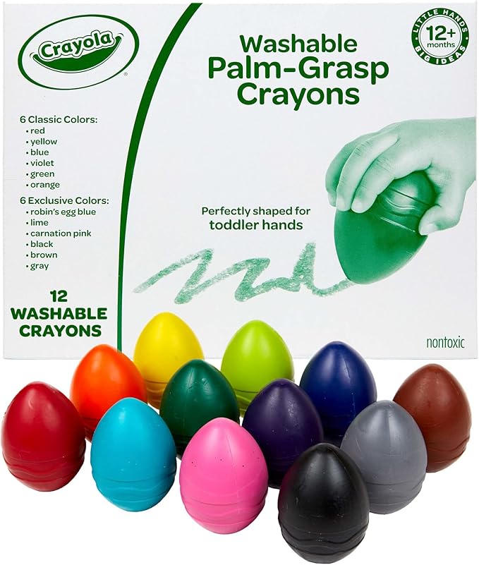 Crayola Large Egg Crayons (12ct), Jumbo Washable Crayons for Toddlers, Preschool Art Supplies for Toddlers, Classroom Must Have, Ages 1+-CubbioJoy