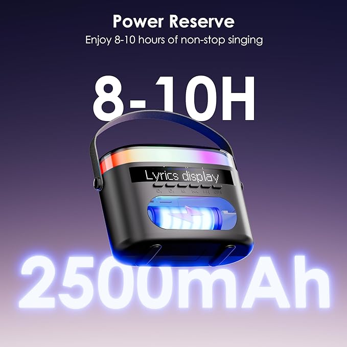 Karaoke Machine,Karaoke Machine with Lyrics Display,Portable Bluetooth 5.3 Karaoke Speaker with Upgraded Dual Speakers for Kids and Adults,with White Noise and Night Light Function (Black)-CubbioJoy