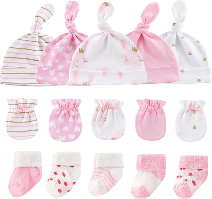 Baby Hats Mittens and Socks Set Cotton Newborn Hat Beanie Soft Infant Girls Boys Caps Gloves 0-6 month-CubbioJoy