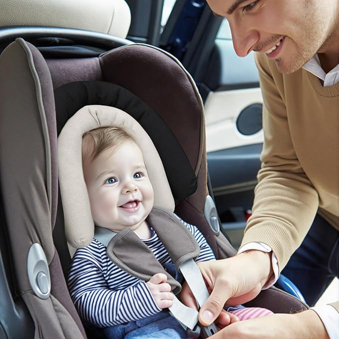 COOLBEBE Upgraded 2-in-1 Babybody Supports for Newborn Infant - Extra Soft Breathable Car Seat Insert Cushion Pad, Perfect for Carseat, Stroller, Swing, Bouncer Black-CubbioJoy