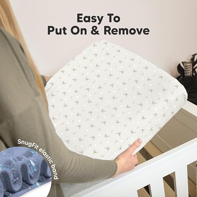 KeaBabies 2-Pack Organic Crib Sheets for Boys, Girls - 52x28 Fitted Crib Mattress Sheet Neutral, Breathable Jersey Cotton Cover for Baby Bed, Toddler Mattress, Soft & Cute Prints (Marine Muse)-CubbioJoy