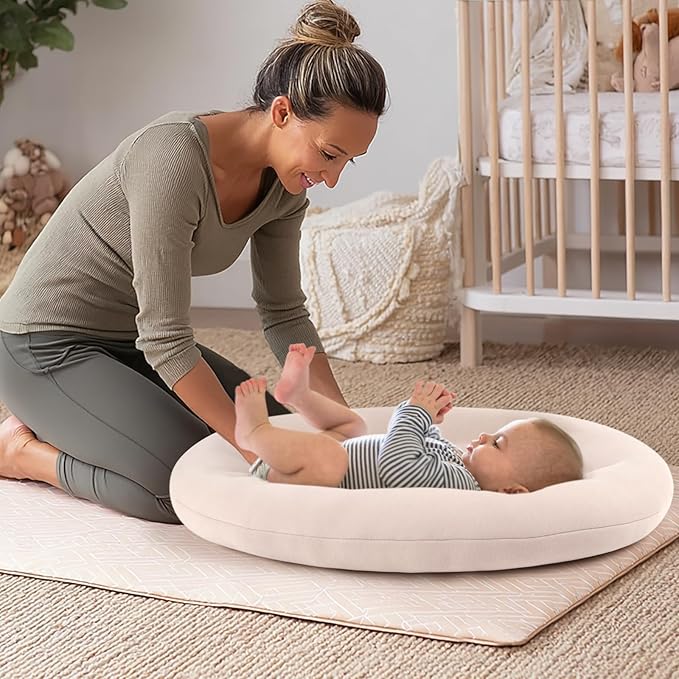 Baby Lounger for Newborn: Portable & Lightweight Pillow for Tummy Time Playtime & Diaper Changes - Skin-Friendly & Breathable for 0-12 Month Supervised Use-CubbioJoy