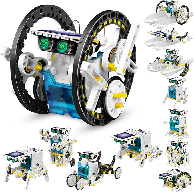 13-in-1 Solar Robot Toys for Ages 8 9 10 11 12 Year Old Boys Girls, STEM Science Kits for Kids Age 8-12, Building Experiments Robotics Kit STEM Projects for Kid Christmas Birthday Gifts (White)-CubbioJoy