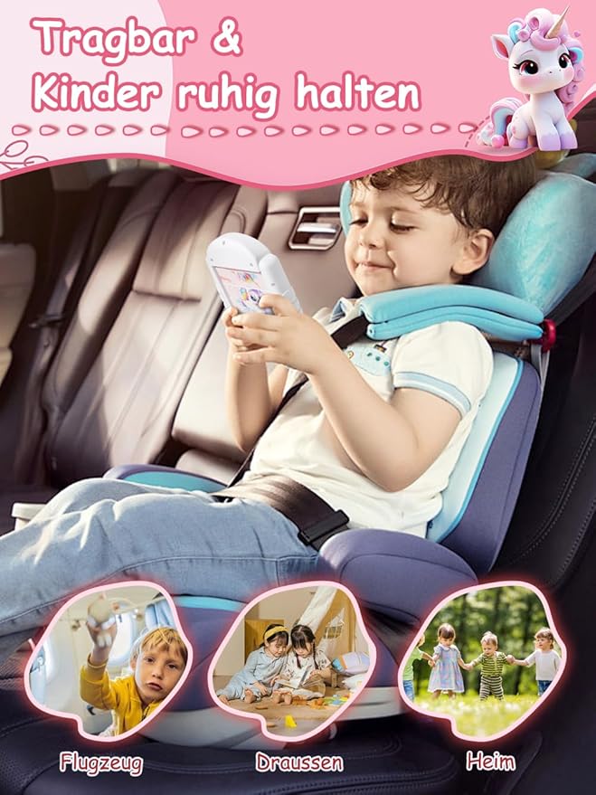 16-Piece Rotating Puzzles for Kids 4-6, Toddlers Puzzles 2-4, Road Trip, Airplane Activities Game, Travel Toys - Brain Teaser, Fine Motor Skills - Birthday Gifts Boys & Girls - Pink Alicorn-CubbioJoy