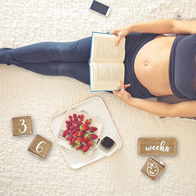 Baby Monthly Milestone Blocks for Boy or Girl, Milestones Age Photo Block Set for Baby Shower, Pregnancy Countdown, 7 Pcs-CubbioJoy