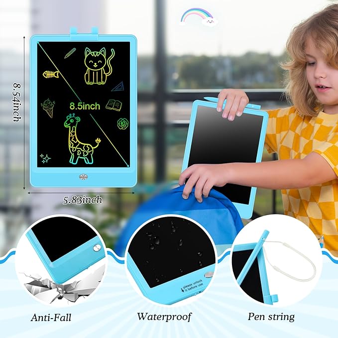 Decute Kids Toys LCD Writing Tablet with Stylus, 8.5 Inch Erasable Toddlers Doodle Board, Reusable Drawing Pad for Kids, Educational Christmas Birthday Gift for 3 4 5 6 7 8 Girls Boys Toddler Blue-CubbioJoy