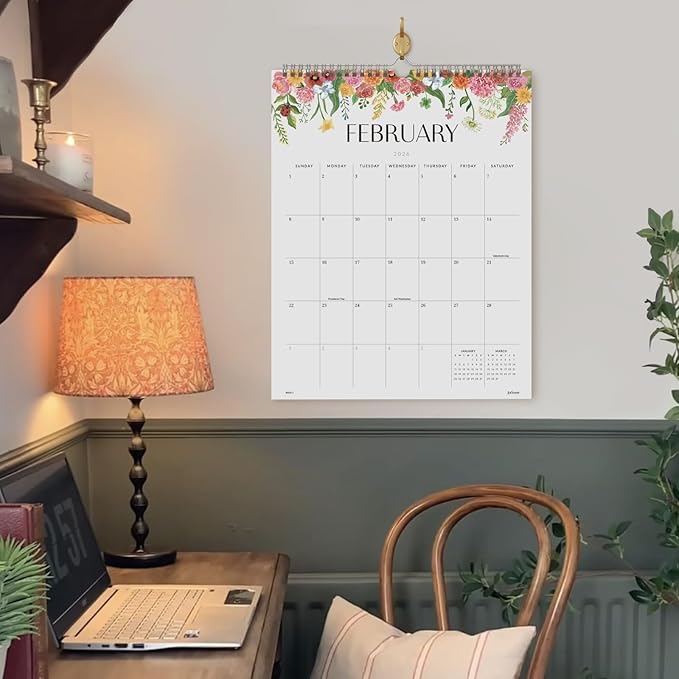 Jotsome Wall Calendar 2025-2026, Academic Monthly Wall Calendar From July 2025 to December 2026 11.2x14.2 inch Wall Decoration for Home and Office, Easy Planning (Florals, 11.2" x 14.2")-CubbioJoy