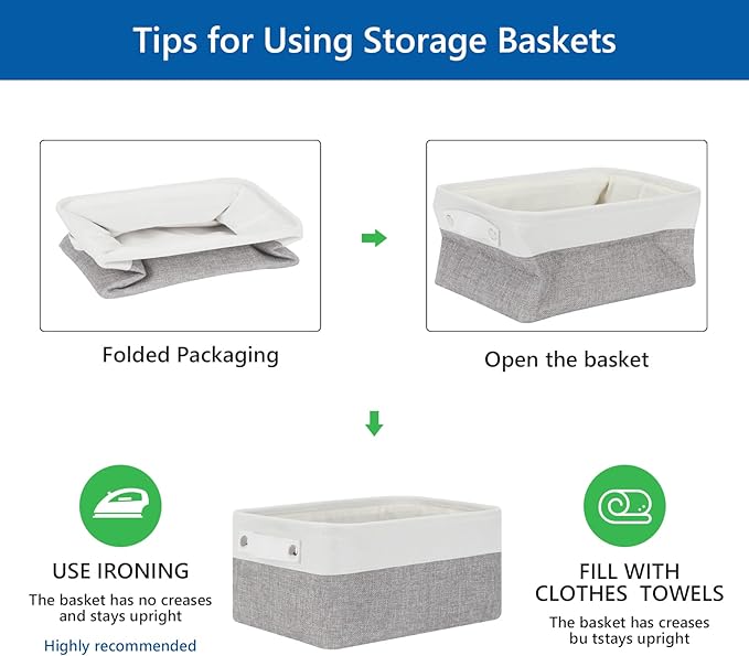 Bidtakay Small Storage Baskets for Organizing [4-Pack] Fabric Storage Bins for Baby Organizer Shelf Baskets for Nursery Storage Collapsible Closet Storage Bins for Home Organization - 11.8x7.8x5 In-CubbioJoy