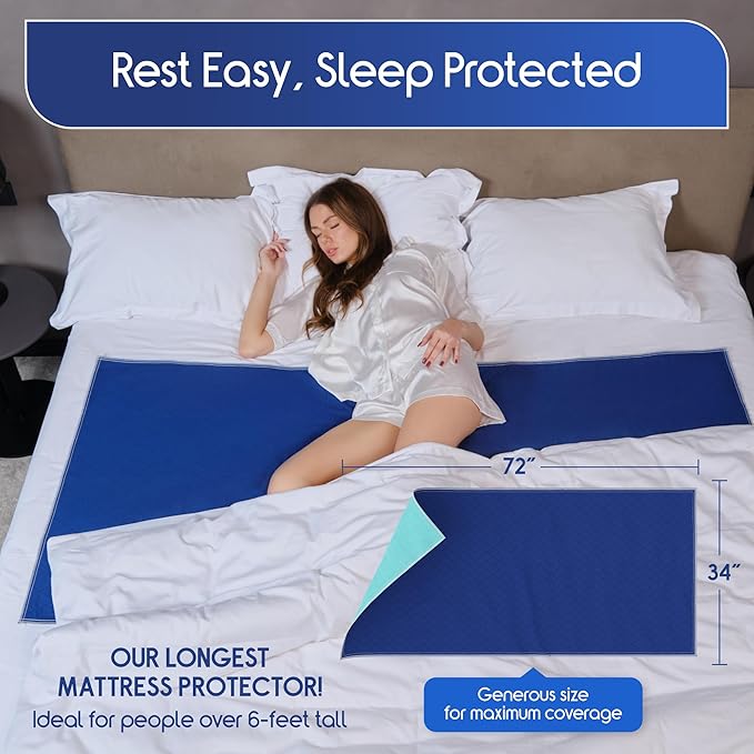 Inspire Waterproof Washable Mattress Pad, Quilted and Dark Colored to Hide Stains, Oversized 34"x 72" – Adults and Kids Reusable Underpad for Incontinence-CubbioJoy