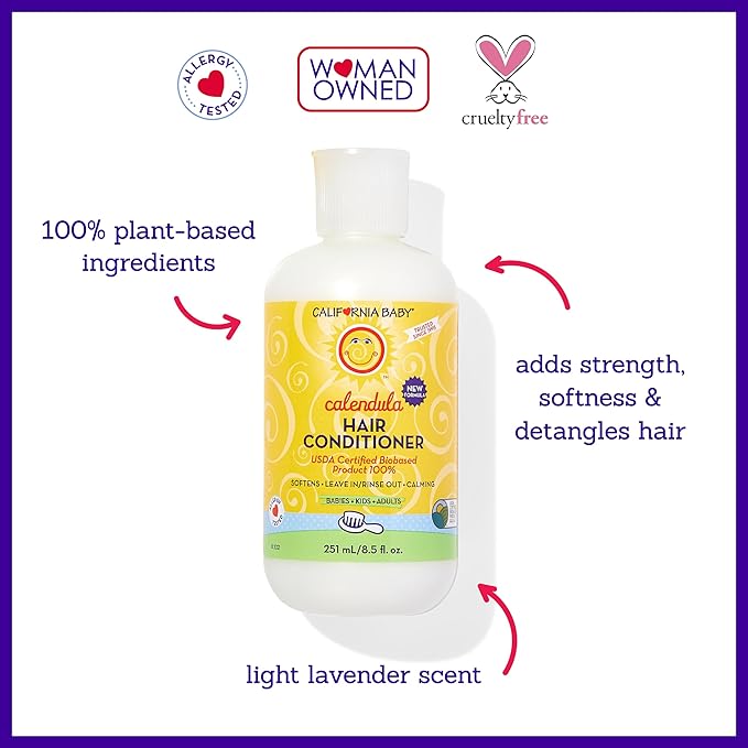 California Baby Calendula Baby Shampoo and Conditioner Set | 100% Plant-Based | 19oz Soothing Lavender Body Wash + 8.5oz Lavender Conditioner |-CubbioJoy