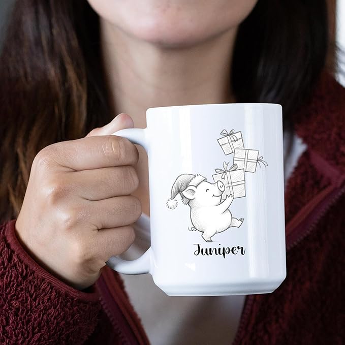 Customized Choose Name Pigs White Coffee Cup Gift For Dad Mom Daughter Son Kids, Pig Lover Accent Coffee Mug, Personalized Pig Ceramic Cup 11Oz 15Oz, Funny Pigs Travel Mug Gift For Birthday Christmas-CubbioJoy
