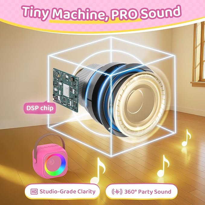 Karaoke Machine for Kids, Toys for 3-12 Years Old Girls Gifts, Kids Karaoke Microphone Machine Toy, Best Fun Christmas Birthday Gifts for 5 6 7 8 9 10 11 Years Teens Girl Boys Rose 2 Mic-CubbioJoy