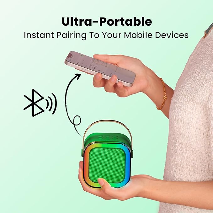 IROO Mini Karaoke Machine for Kids, 2025 TOP Toys Birthday Gifts Ideas for Girls Ages 4, 5, 6, 7, 8, 9, 10, 12+ Years Old, Portable MP3 Player with 2 Wireless Mics for Party-CubbioJoy