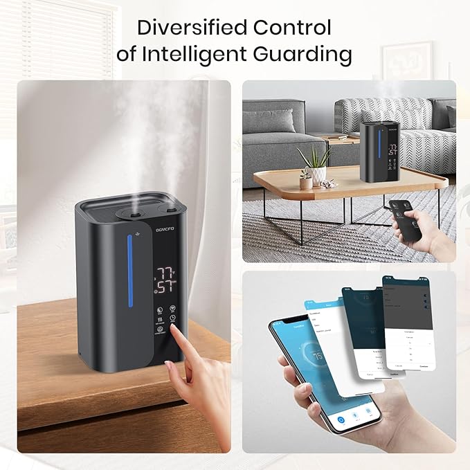 5L Smart Air Humidifiers for Bedroom with Essential Oils, Top Fill 50H Runtime Cool Mist Large Humidifiers for Home Bedroom Nursery, 28 dB Quiet Humidifier for Baby & Plants-CubbioJoy