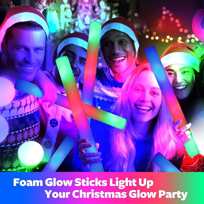 68 PCS LED Foam Glow Sticks Bulk, Glow in the Dark Party Supplies with 3 Modes Colorful Flashing, Neon Party Favors for Birthday, Wedding, Carnival, Concert, Halloween Glow Sticks-CubbioJoy