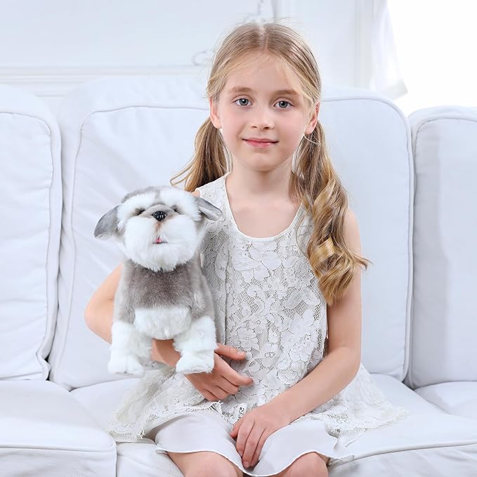 CU-MATE Interactive Plush Schnauzer Dog Toy,Companion Robot Dog Pets,Handmade Weighted Stuffed Animals,Electronic Toy with Walking/Barking/Wagging Tail/Talking-CubbioJoy