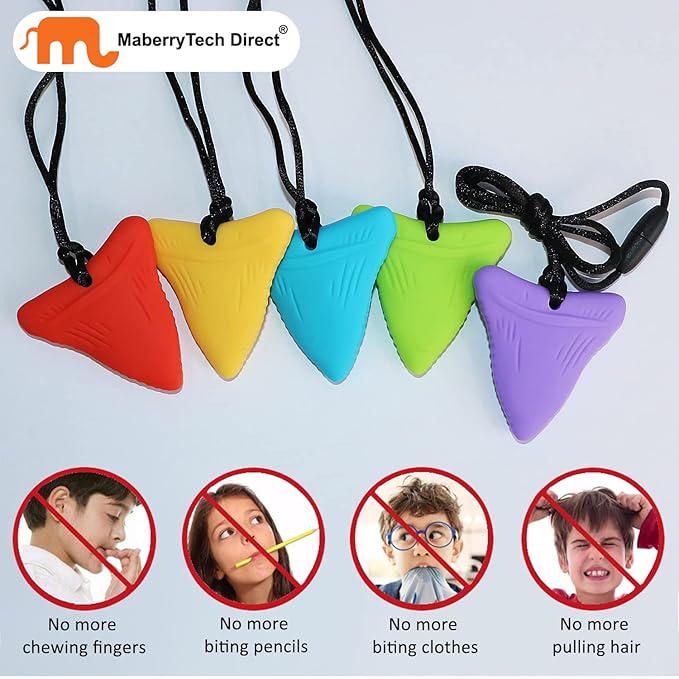 Chew Necklace for Kids Adults, Silicone Chew Toys for Kids Boys Girls with Anxiety Autism ADHD SPD Needs, Autism Sensory Necklaces for Chewing - 5 Pack-CubbioJoy