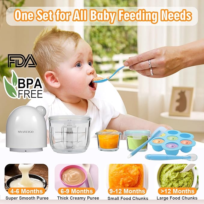 Baby Food Maker & Food Processor, Upgraded 14-in-1 Baby Food Blender, Puree Maker, Puree Grinder for Fruit, Veggies, Meat, Baby Feeding Essentials, Shower Gifts Set-CubbioJoy
