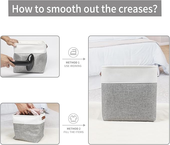 Collapsible Fabric Storage Cubes 11x11 Cube Storage Bins, 4 Pack Closet Baskets Box with Handles for Organizing, Shelf, Toys, Clothes, Home, Office, Nursery (Grey&White)-CubbioJoy