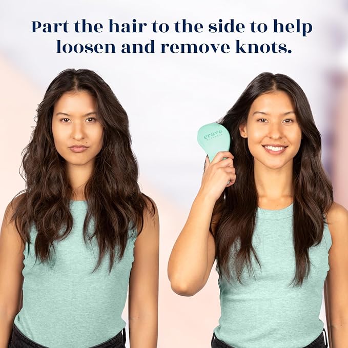 Crave Naturals Glide Thru Hair Brush - Detangler Brush for Curly, Straight, Wet or Dry Hair - Gentle Detangling Brushes for Adults, Kids, Toddlers - Hair Accessories for Women, 7.5"x3" - Blue-CubbioJoy