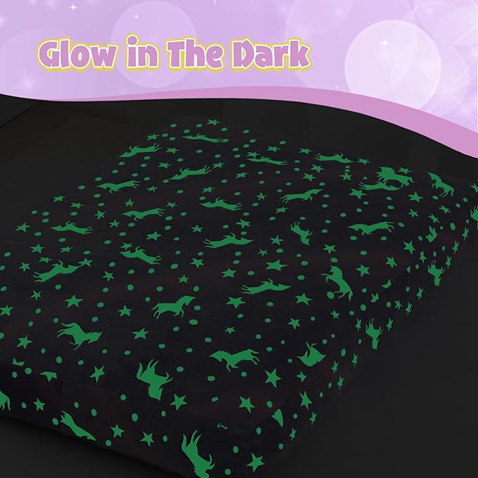 COMAX Kids Bean Bag Chair Turn into Beanbag Bed, Toddler Bean Chair for Girl Boy Sleeping, Lazy Children Bean Bags with Filler, Convertible Child Floor Mattress, Purple Unicorn-CubbioJoy