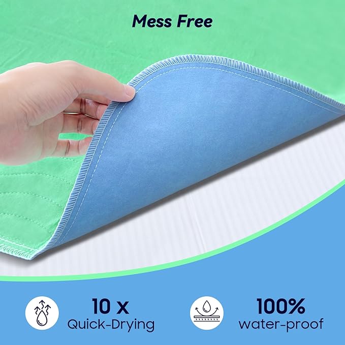 2 Pack 36” x 54” Extra Heavy Absorbency Washable Underpads, Waterproof Nursing Pads Incontinence Bed Pads, Reusable Washable Pee Pads for Dogs, Diaper Changing & Adults, Mattress Protector-CubbioJoy