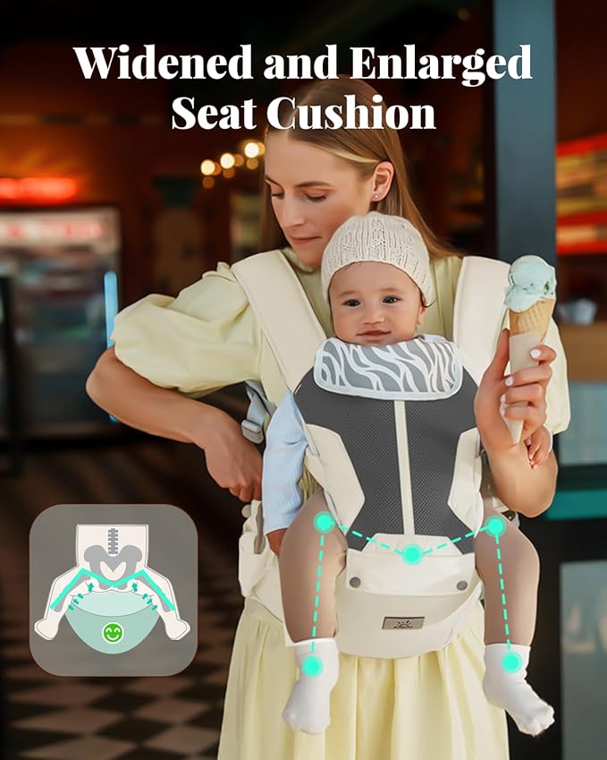 Baby Carrier, Baby Holder Carrier Newborn to Toddler - Ergonomic, Cozy and Breathable Baby Carrier with Hip seat for 7-50lbs-CubbioJoy