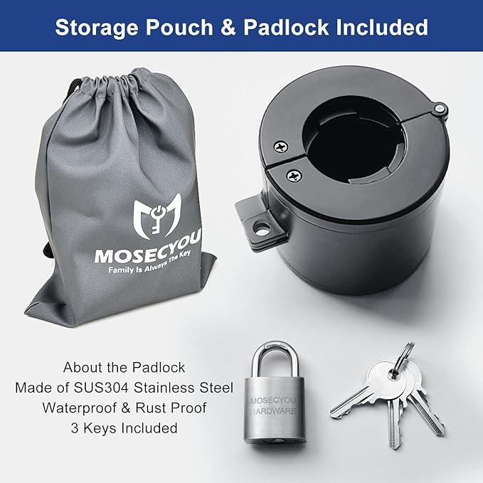 Door Knob Locking Cover with Padlock, Heavy Duty All Metal Version, Adjustable Design, Lockout Device to Disable Doorknob, Prevents Turning & Block Keyhole Access, Safety for Child/Elderly-CubbioJoy