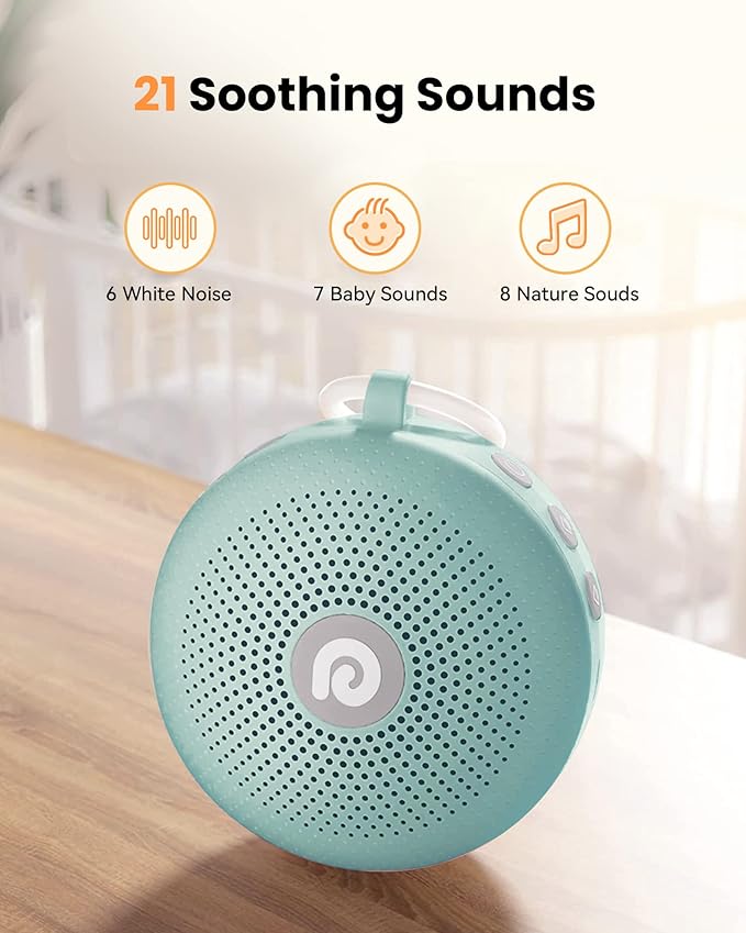 Dreamegg Sound Therapy Machine - Portable Sound Machine for Baby Adult, Features Powerful Battery, 21 Soothing Sound, Noise Canceling for Office & Sleeping, Sound Therapy for Home, Travel, Gift, Green-CubbioJoy