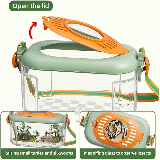 Bug Catcher for Kids Explorer Bug Catching Kit,Magnifying Glass, Tweezers, Whistle & Compass, Learning Guide, Insect Habitat, Outdoor Toys(3 Year +) (Kids Bug Catcher Set)-CubbioJoy