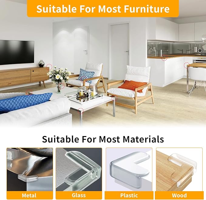 40 Pack Corner Protector Baby, L-Shaped Baby Proof Corners and Edges, Clear Table Corner Covers Baby, Baby Corner Protector Guards, Corner Guards for Table Edges & Sharp Corners-CubbioJoy
