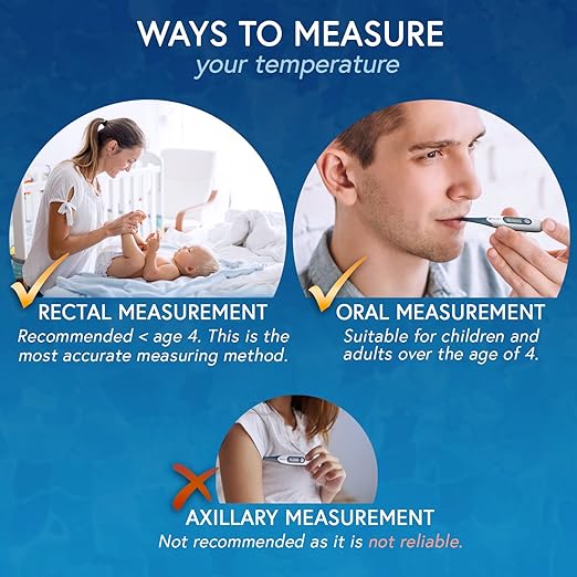 iProven Adult Digital Oral and Rectal Thermometer, Measures in 10 Seconds, with Flexible Tip, Fever Alarm, Thermometer for Kids and Babies (10 Packs)-CubbioJoy