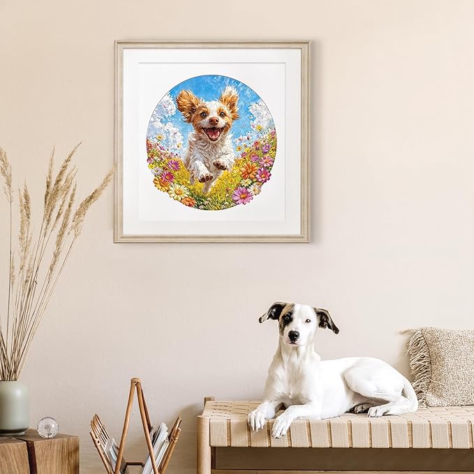 Jigfoxy Wooden Puzzles for Adults, Running Puppy Wood Puzzles Adult, Unique Animal Shape Wooden Jigsaw Puzzles for Adults, Birthday Gifts for Puzzle Lovers, Family, Friend (S-8 * 8.3in-108pcs)-CubbioJoy