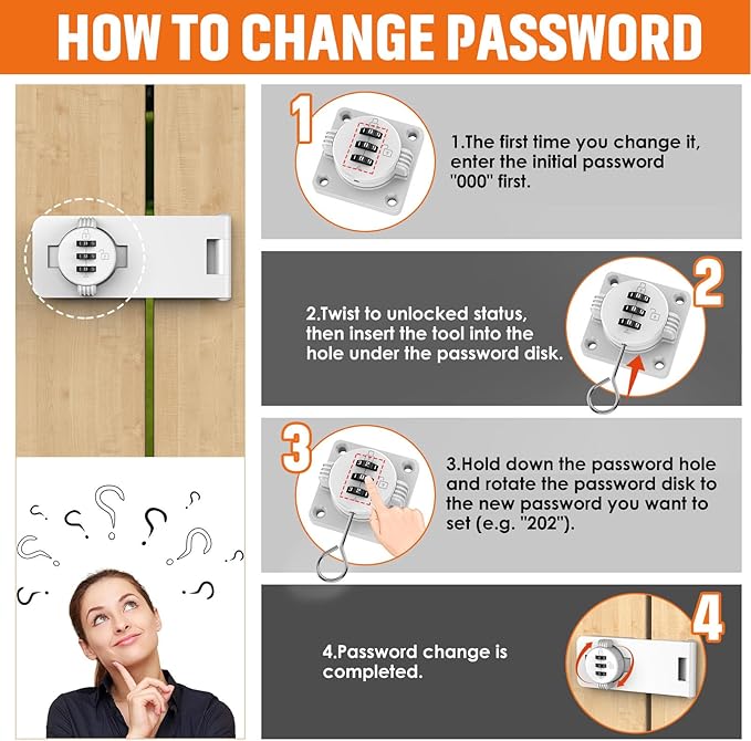 Keyless Cabinet Lock with Combination, Locker Code Lock with 3-Digit Combination, Security Door Lock for Drawers, Lockers, Bifold Doors, Small Doors, Closets, Refrigerators (White-2pcs)-CubbioJoy