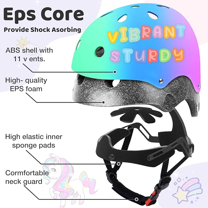 Color Gradient Adjustable Kids Bike Helmet Toddler Skateboard Helmets Boys Girls Child Ventilation Helmet for Multi-Sports Skating Cycling Scooter Balance-CubbioJoy