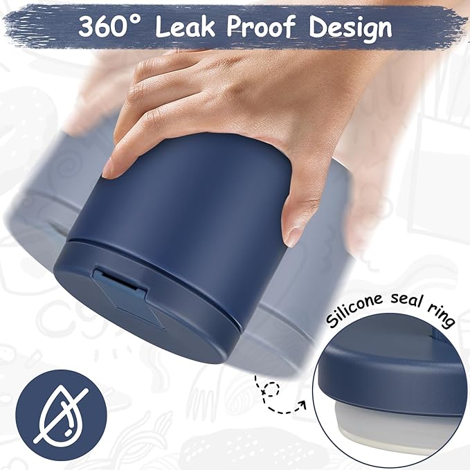 19oz Insulated Vacuum Food Jar with Buckle Lid Wide Mouth Soup Thermo for Hot Food Kids Leakproof Stainless Steel Lunch Container- Blue-1Pack-CubbioJoy