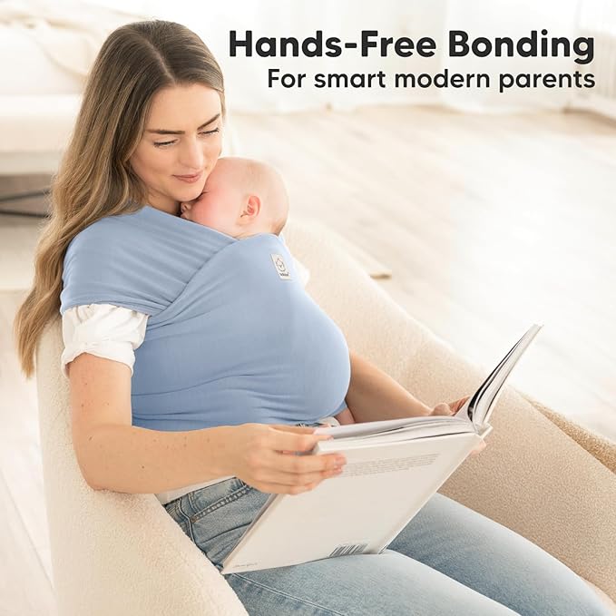KeaBabies Baby Wrap Carrier - All in 1 Original Baby Carrier Newborn to Toddler Sling, Easy to Wear, Hands Free Bonding, Lightweight, Breathable Infant Wraps (Powder Blue)-CubbioJoy