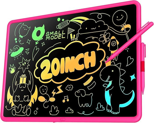 20 Inch LCD Writing Tablet for Kids, Children's Art Toys, Educational and Learning Drawing Kits, Birthday and Christmas Gifts for Boys and Girs Aged 3-12+, Pink-CubbioJoy
