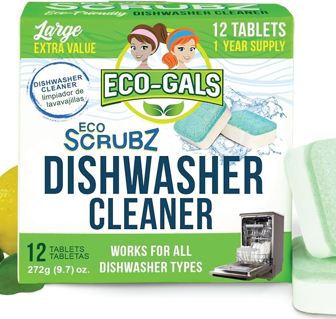 Dishwasher Cleaner, Heavy Duty, Septic Safe, Removal of Odors, Limescale, Smell, Grime, and Calcium - 12 Tablets - 12 Month Supply - Unscented-CubbioJoy