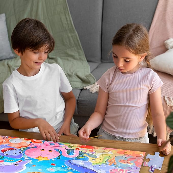 Jumbo Floor Puzzle for Kids Underwater Jigsaw Large Puzzles 48 Piece for Toddler Children Learning Preschool Educational Intellectual Development Toys 3-5 4-8 Years Old Gift for Boys and Girls-CubbioJoy