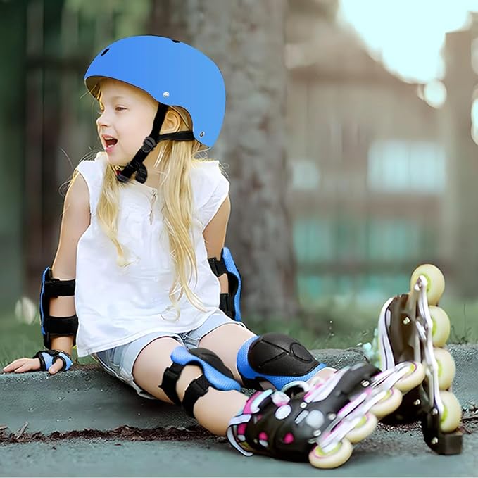 Adjustable Kids Bike Helmet with Knee & Elbow Pads Set, Color Gradient Design for Boys and Girls Aged 3-14+, for Skateboarding, Scooter, Roller & Inline Skating, Longboard-CubbioJoy