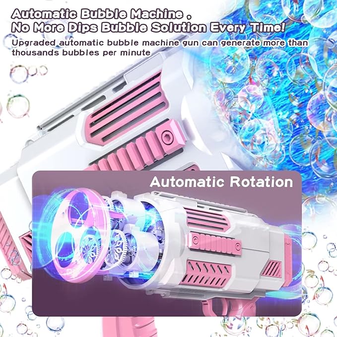 Bubble Machine Automatic Bubble Gun, Summer Beach Bubbles Blower Outdoor Kids Toys for Boy Girl Age 3 4 5 6 7 8 9 10 11 12 Year Old, Birthday Wedding Party Halloween Favors(No Dip)-CubbioJoy