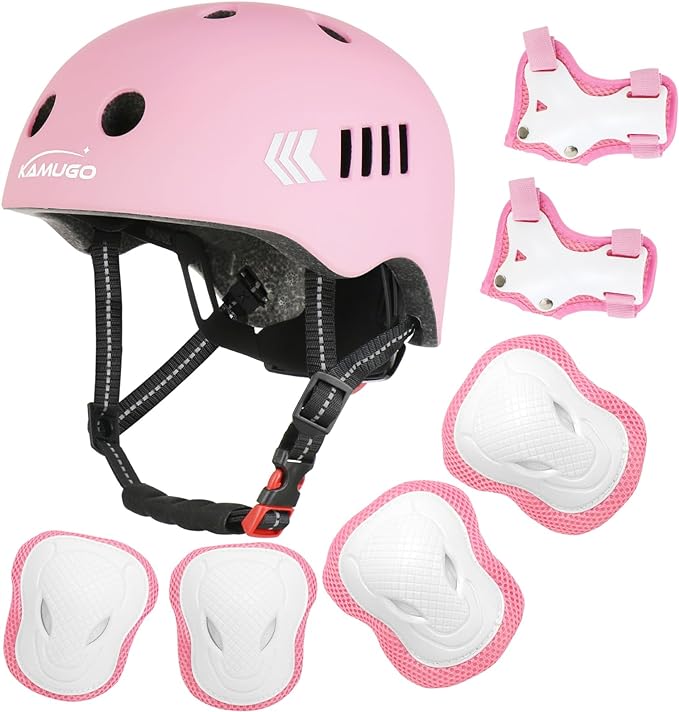 KAMUGO Kids Bike Helmet Set, Toddler Helmet for Ages 2-8 Boys Girls with Sports Protective Gear Set Knee Elbow Wrist Pads for Skateboard Cycling Scooter Rollerblading-CubbioJoy